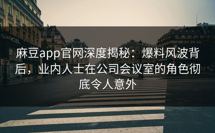 麻豆app官网深度揭秘：爆料风波背后，业内人士在公司会议室的角色彻底令人意外